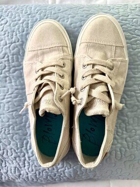 Blowfish Malibu Maxine Ivory Hipster Twill Slip On Sneakers Size 10